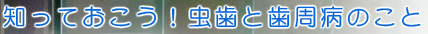 知っておこう！虫歯と歯周病のこと